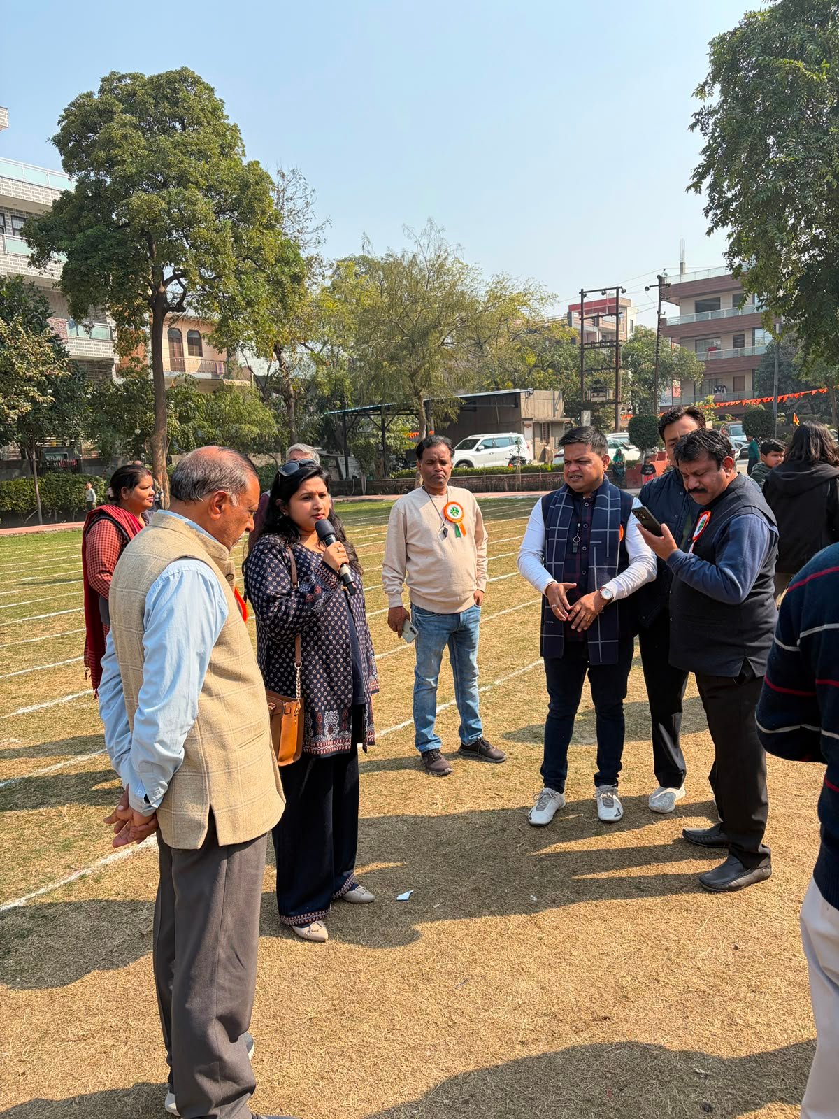 Priyanka Gupta addressing participants and organisers at the women's racing competition ground
